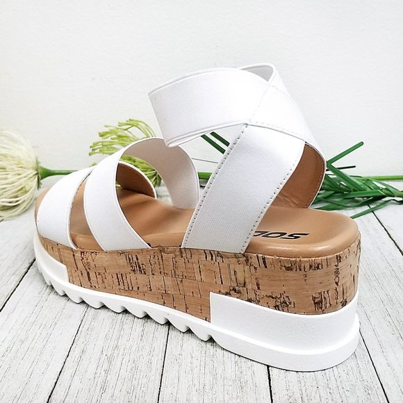 New White Elastic Espadrille Platform Wedge Sandal - Picture 3 of 3